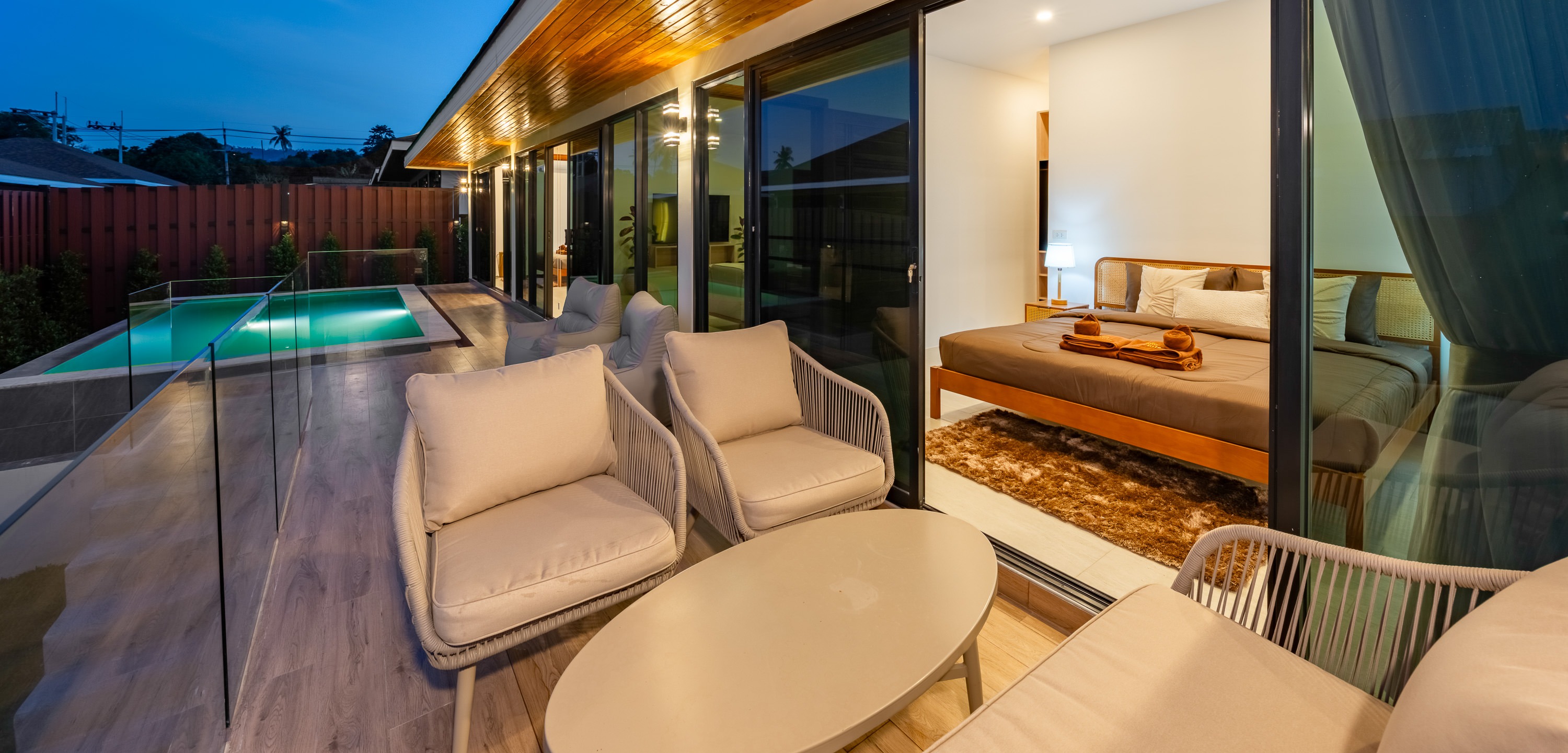 N30 The Forest Villa — private pool and terrace at dusk, Koh Samui